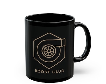 Black Turbo Mug – Car Enthusiast Gift, Motorsport Decor