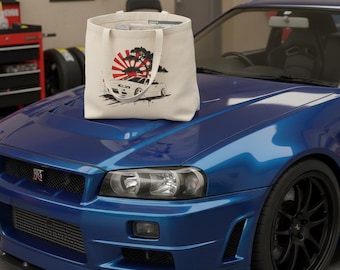 Japanese  GT Car Tote Bag | Rising Sun, Bonsai Art Print