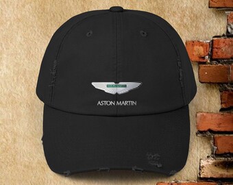 Boné Aston Martin com efeito desgastado, sarja de algodão com lavagem vintage.
