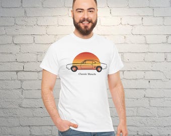 1960s Muscle Car Tee | Vintage Silhouette, Sunset Gradient