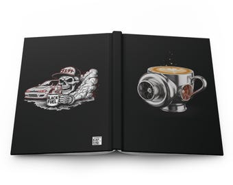 Hardcover dagboek Japanse schedel | Turbokoffie, cadeau voor autoliefhebber
