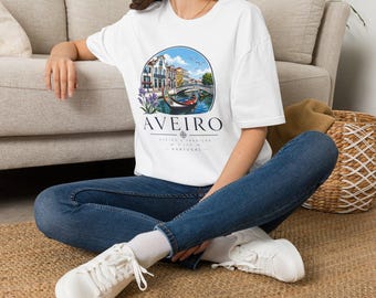 Aveiro Portugal Venice Tile Map T-Shirt | Portuguese Canal City Design
