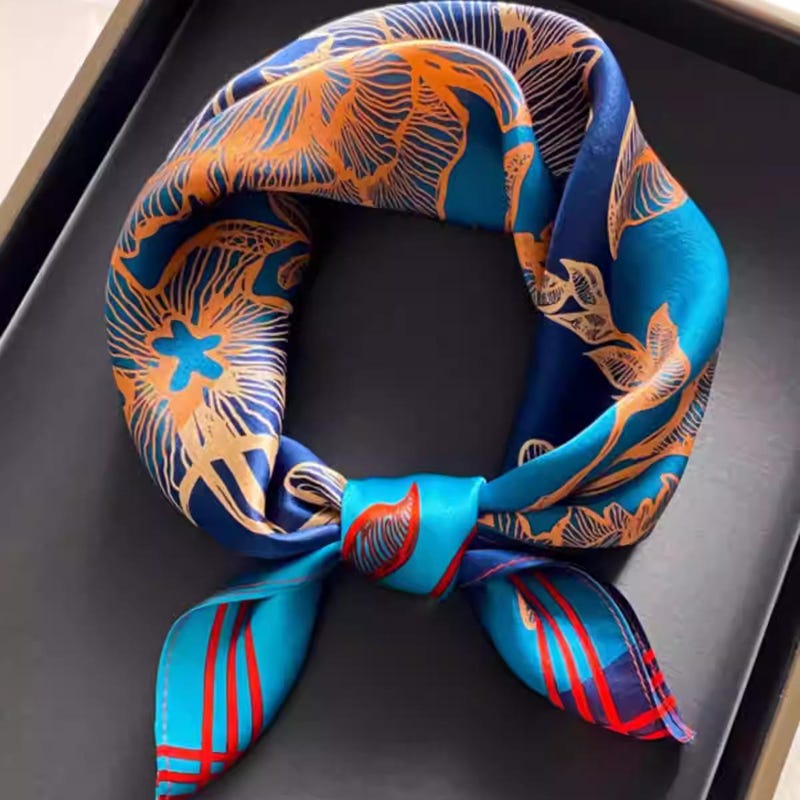 Écharpe Carrée 100% Soie De Mûrier 68x68cm PoeticEHome - Foulard Luxe Avec Étui Cadeau - Douce & Thermorégulatrice