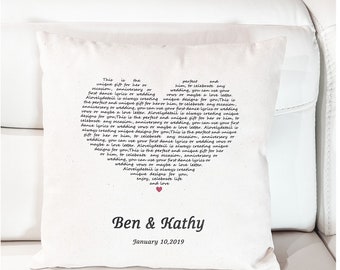 First dance song gift Wedding Gift Personalized  Cotton Anniversary Gift  Wedding Gift Pillow Personalized Second Anniversary