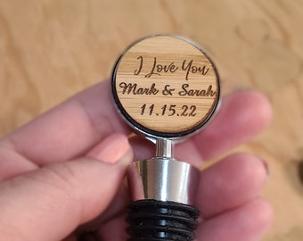 Personalized Wedding Engagement Gift  custom  Bottle Stopper,   New Home Gift, Newlyweds Gift, Wine Bottle Stopper  Couples Anniversary Gift