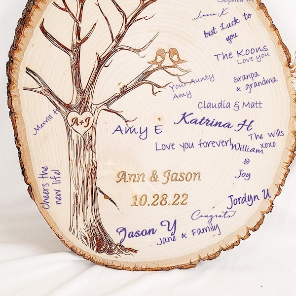 Wedding Guestbook  Anniversary Rustic Wood Birch Slice, Anniversary or Engagment party