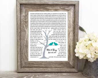 Paper First Anniversary Gift Wedding Lyrics Wall Art print One Year Gift,  1rst anniversary Wedding Gift, one year present for her