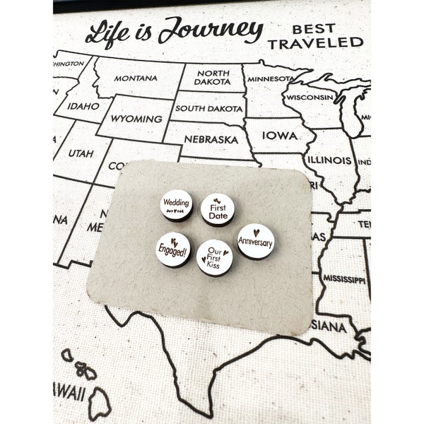 Push Pins For Traveling Map Cute Anniversary Wedding Keepsake Memory map Set of 5