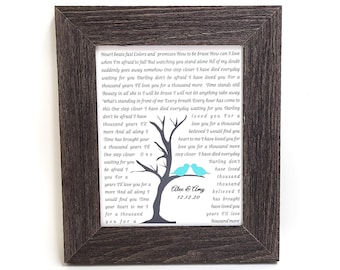 First Dance Lyrics Print, 1st Anniversary Gift