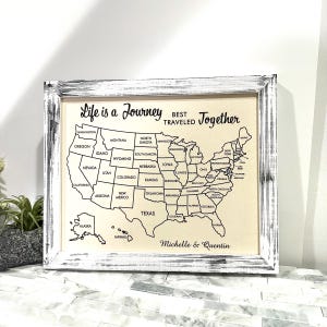Personalisierte USA Reisekarte, Baumwolle Jahrestagsgeschenk, Pinnwand