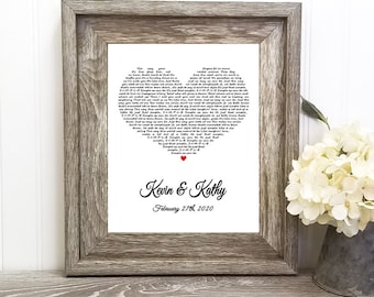 First Dance Lyrics  Wedding Anniversary Gif  Paper Anniversary ,1rst Anniversary Personalized Gifts for wife