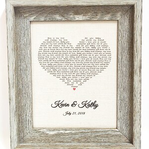 Fourth Year Gift Linen First Dance Love Song Lyrics 4 anniversary Wedding Gift song lyrics on linen image 6