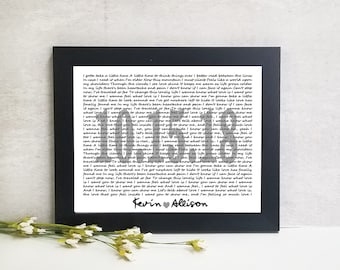 Personalized Song Lyrics Print, First Dance Anniversary Gift, Custom Vows Art