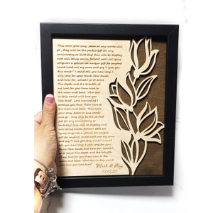 Engraved  Wedding Anniversary Gift Lyrics First Dance  5th Wood Anniversary Gift Wood Custom Present for her