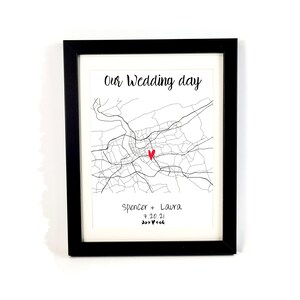 Wedding First Anniversary Map Custom Print  Paper Anniverastry Gift