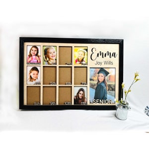 Cornice per foto personalizzata degli anni scolastici, espositore per foto in legno inciso al laser