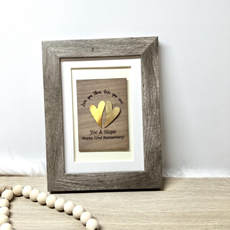 Personalized Brass Heart Shadow Box: 21st Anniversary Keepsake - Etsy
