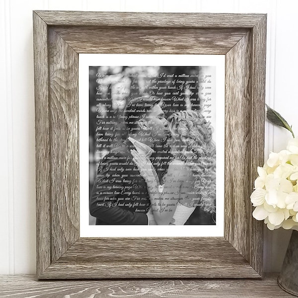 Letra de la canción del primer baile personalizada e impresión de foto, arte de votos matrimoniales