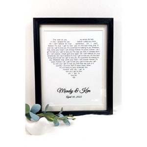 Lyrics Wall Art Weeding Anniversary Gift Personalized First Dance  Gifts for the couple