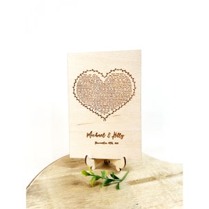 Personalized Anniversary Gift Lyrics First Dance Wedding Present for her or him