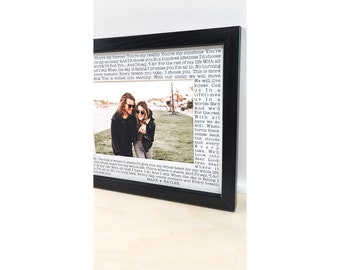 Personalized Photo Frame Anniversary Gift Frist Dance Lyrics Wedding Vows Wall Decor gift for Wife Husband
