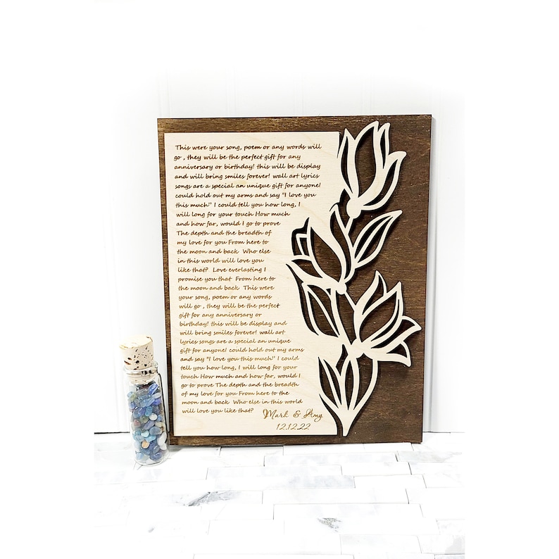 Engraved Wedding Anniversary Gift Lyrics First Dance 5th Wood Anniversary Gift Wood Custom Present for her 画像 7