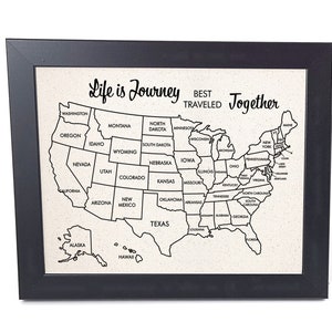 Wedding Anniversary Gift Traveling together USA Push Pin Map, Life is A Journey Travel Map, United States