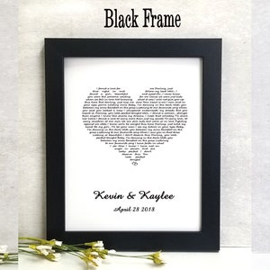 Fourth Year Gift Linen First Dance Love Song Lyrics 4 anniversary Wedding Gift song lyrics on linen 8x10 w black frame