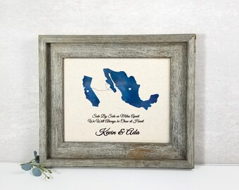 Cotton Anniversary Long Distance  Gift States print  Cotton personalized  any state or country