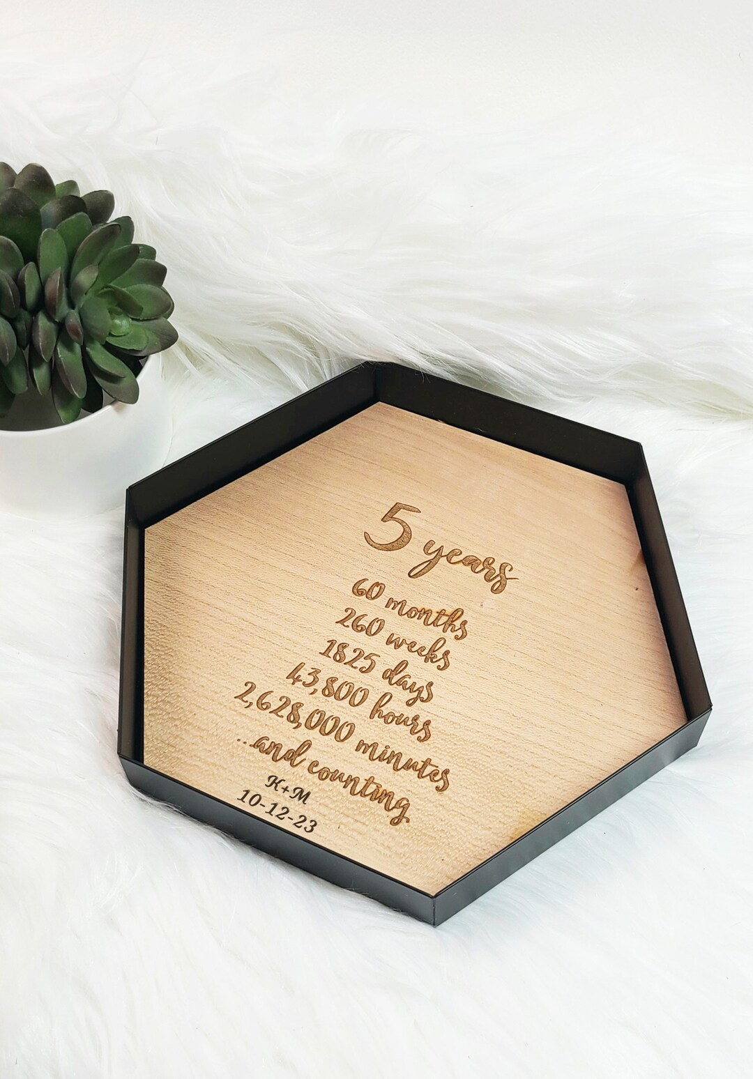K-ON! 5th ANNIVERSARY 記念プレート Personalized 5th Anniversary Wood Tray: Engraved Bamboo Catchall