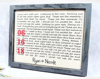 Personalized  Wedding Anniversary Gift Cotton My song Lyrics Wall Art