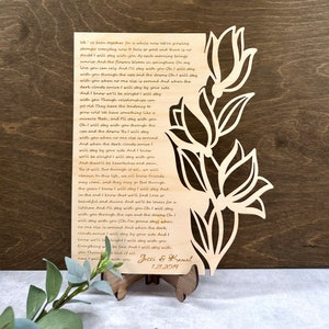 Engraved Wedding Anniversary Gift Lyrics First Dance 5th Wood Anniversary Gift Wood Custom Present for her 8x10 No Frame