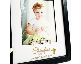 Baptism Christening Frame  Gift Personalized Photo Frame Mat