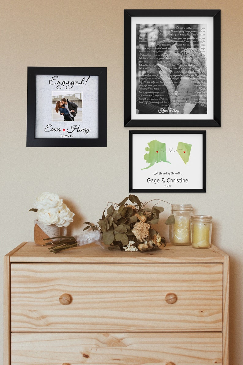 Engaged custom photo frame anniversary gift for him or her wedding gift custom colors image 4