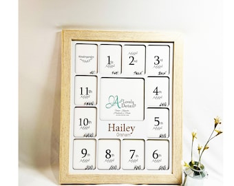 First year or School Years Photo Frame Picture Frame Custom Personalized Photo Display Photo Display Board One Year Board