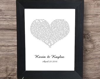 Personalized Weeding Anniversary  Lyrics Wall Art Gift  First Dance  Gifts for the couple