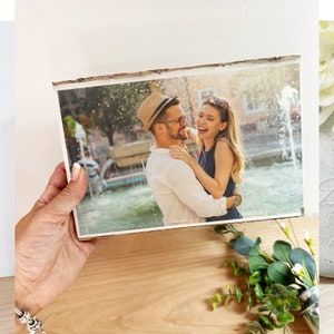 Personalized Photo Anniversary Gift Wood Anniversary Gift for couple Wood Slice