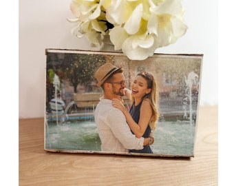 5th Anniversary Gift, Picture on Wood, 5 Years Anniversary Gift for couple personalized Portrait
