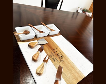 Personalized Board  Charcuterie Marble Wood , Wedding Gift, Gift for Couple