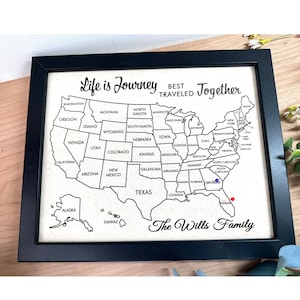 Memory Pin Wedding Push Pin Map Cotton Linen Anniversary Gift for Couple