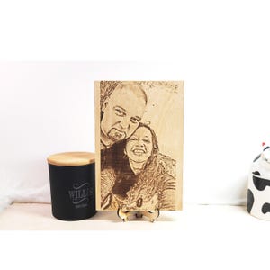 Third Anniversary Gift Engraved Leather Photo  For him Wedding Present Engagement Photo