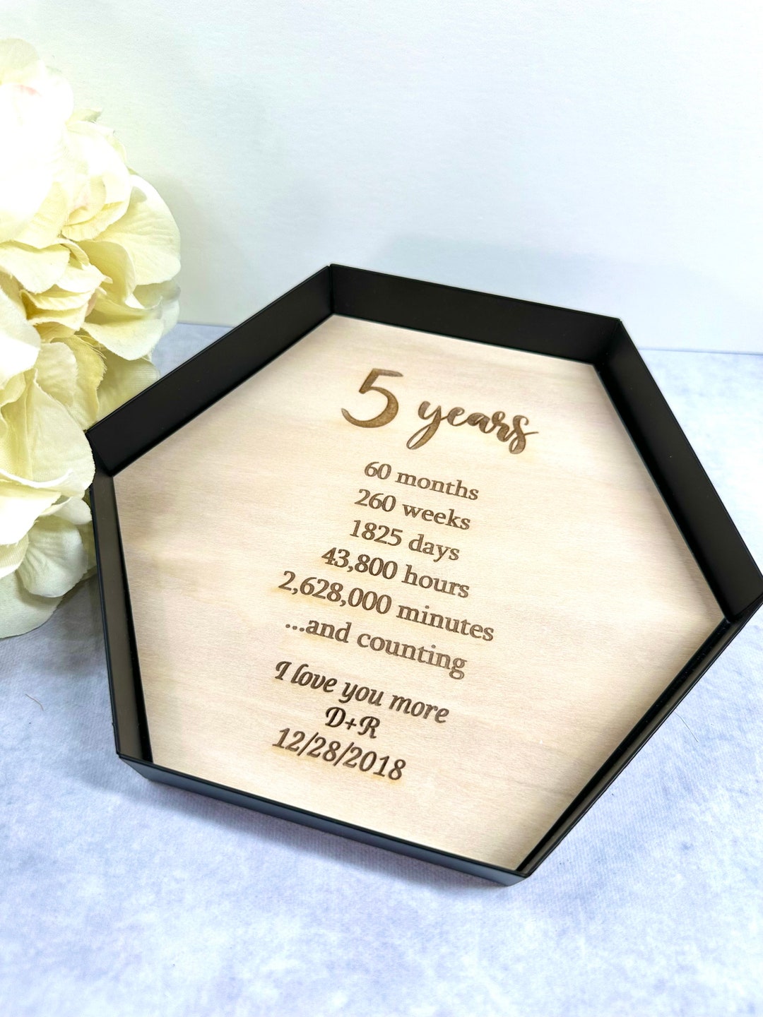5th Anniversary Gifts for Husband Metal Tray Boyfriend Gift Wood
