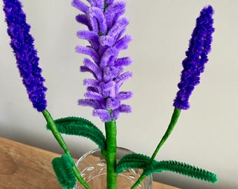 Handmade Pipe Cleaner Lavender Flower Set, Floral Arrangement