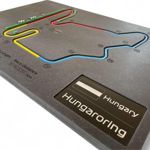 Hongarije, Formule 1-racebaan 3D-muurkunst, kaart circuitsector, uniek, op maat gemaakt F1 motorsportcadeau voor racefans, thuiskantoorinrichting