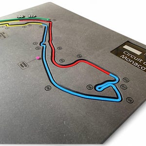 Monaco, Formule 1-racebaan 3D-muurkunst, kaart circuitsector, uniek op maat gemaakt F1 motorsportcadeau voor racefans, thuiskantoorinrichting