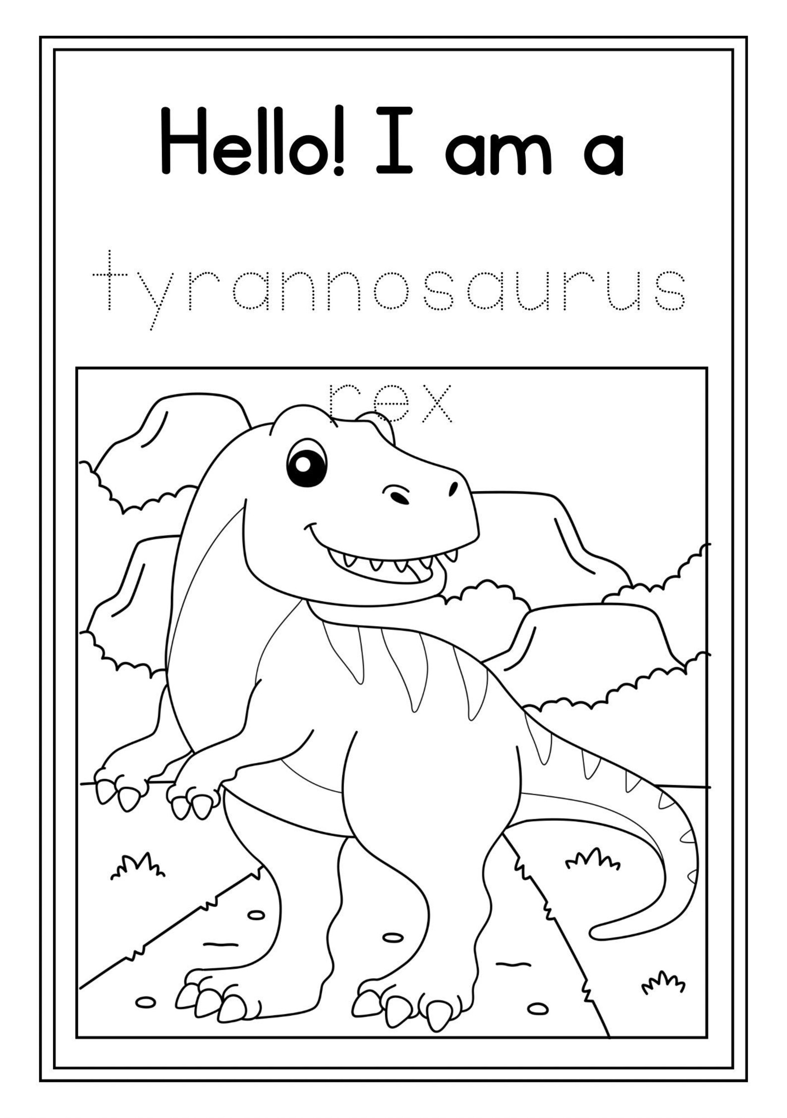 Printable Dinosaur Coloring Book - Instant Download PDF - Etsy