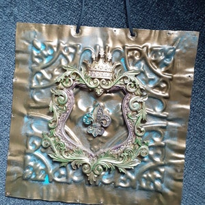 Framed Fleur de Lys wall art. OOAK.