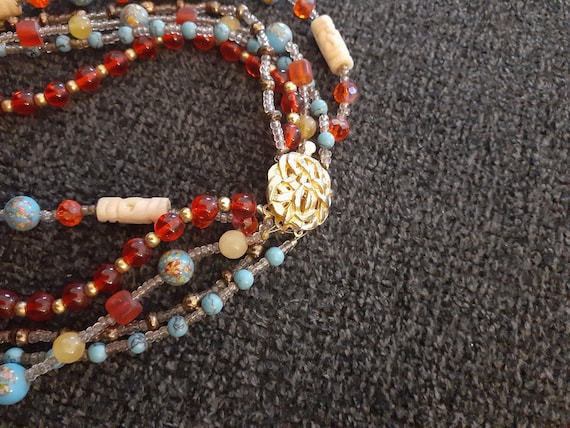 Hand strung multi strand  multi colored, beaded n… - image 2