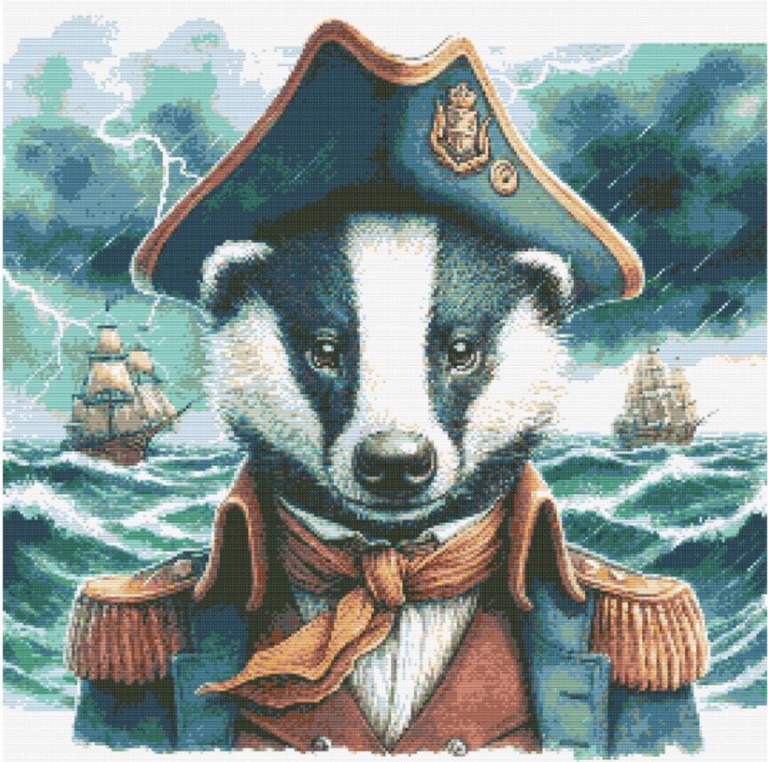 Sea Captain Badger Cross Stitch Pattern Full Coverage Counted ...
