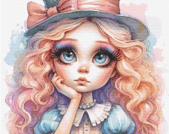 Cross stitch pattern Alice in Wonderland PDF full coverage embroidery Counted Cross Stitch Instant digital Download pdf Alice in Hatterland